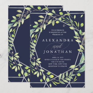 Invitation Botanique moderne   Mariage Silver Look