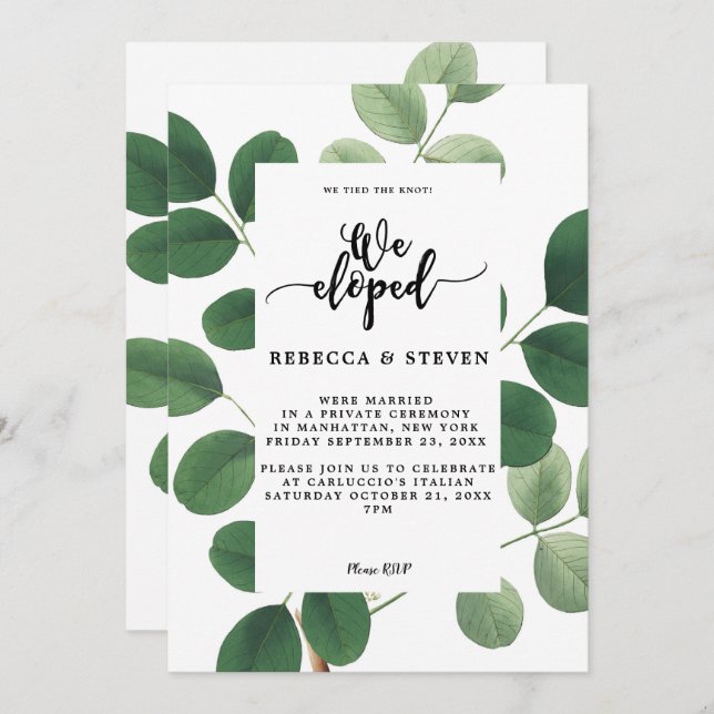 Invitation botanique moderne nous avons fui l'invitation (Devant / Derrière)