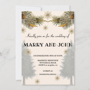 Invitation Botanique Pin Rustique Arbres élégant mariage d'hi
