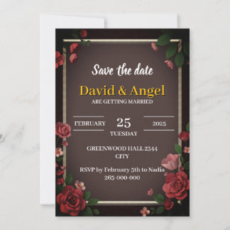 Invitation botanique romantique rose 