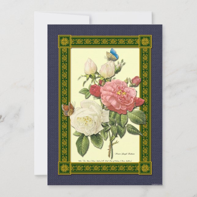 Invitation botanique Rose rouge et blanche (Devant)