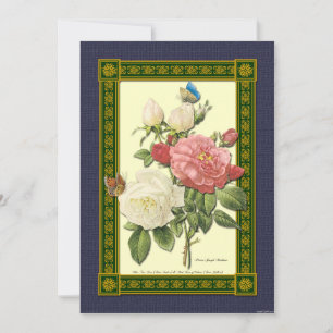 Invitation botanique Rose rouge et blanche