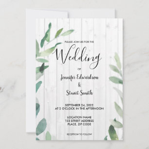 Invitation Botanique rustique aquarelle feuille Mariage