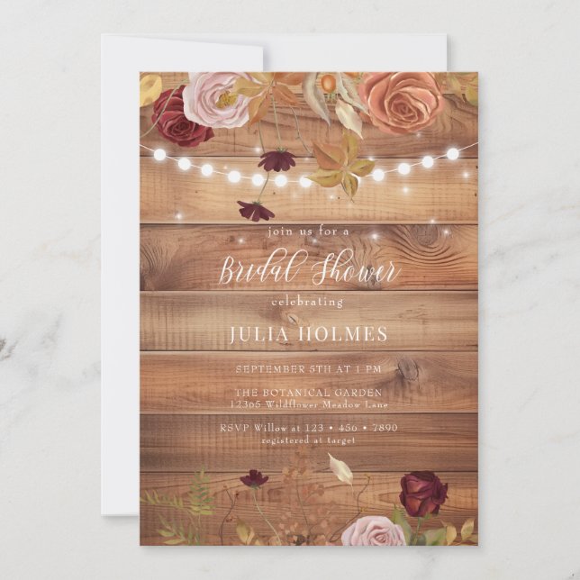Invitation Botanique Rustique Douche nuptiale (Devant)
