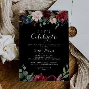 Invitation Botanique rustique Noir Célébrons la fête