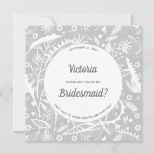 Invitation Botanique Silver Grey Motif Soyez Ma Femme D'Accue