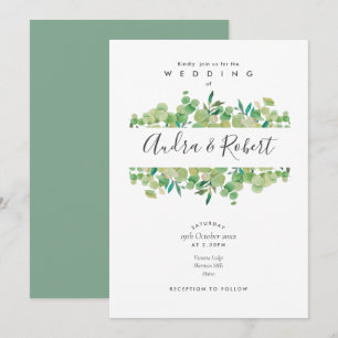 Invitation Botanique Verdure Eucalyptus Garland Mariage