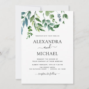 Invitation Botanique Verdure Foliage Mariage d'aquarelle