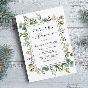 Invitation Botanique Verdure Noël Couples Douche