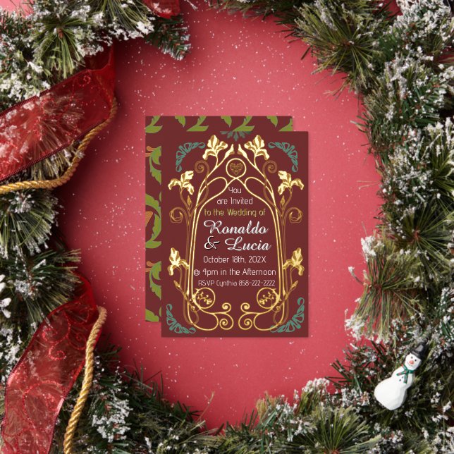 Invitation Botanique Vert Or Art Nouveau (Insitu)