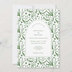Invitation Botaniques classiques élégants en Mariage vert Sag