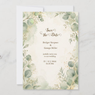 Invitation Botaniques de mariage romantiques à la sauge et à 
