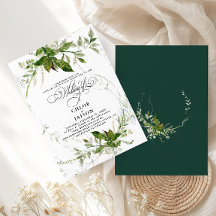 Botaniques vertes Aquarelle Mariage de calligraphi