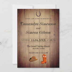 Invitation Botte de Bois De Bois, Mariage Rustique
