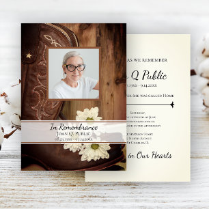 Invitation Botte de cowboy de la marguerite blanche Anniversa