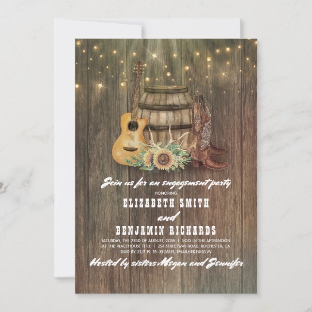 Invitation Botte de cowboy Vin Baril Pays Partie d'engagement (Devant)