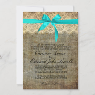 Invitation Botte et dentelle bleu clair