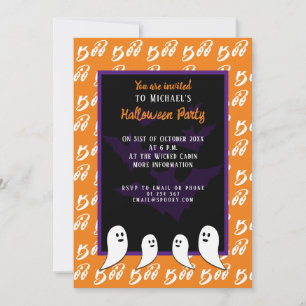 Invitation Botte orange violet noire fantôme d'Halloween