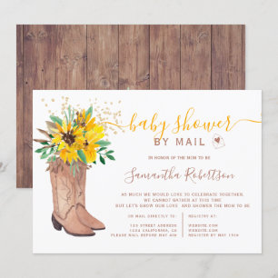 Invitation Botte rustique baby shower aquarelle par courrier