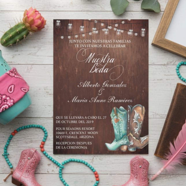 Invitation Botte rustique espagnole en bois (Créateur téléchargé)