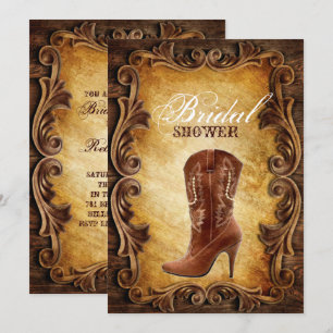Invitation bottes à cowboyaux occidentales douche vintage nup