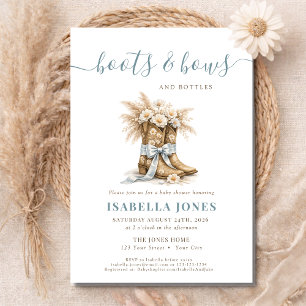 Invitation Bottes Arcs & Flacons Bleu Occidental Garçon Baby 