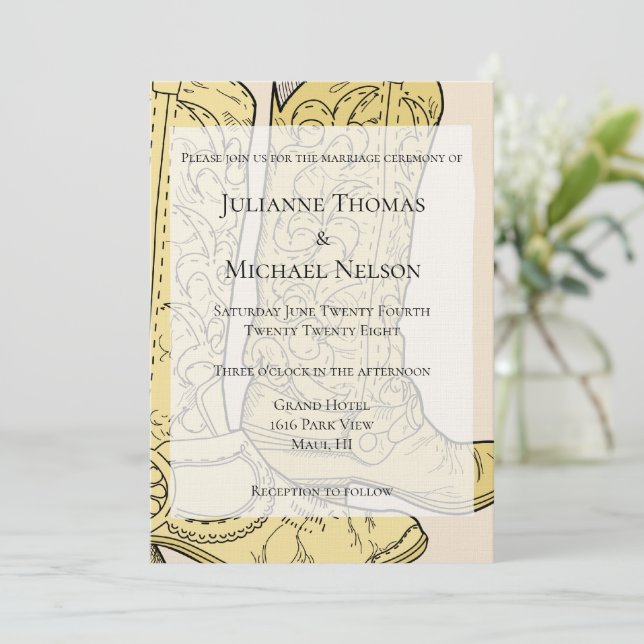 Invitation Bottes Cowboy Cream (Debout devant)