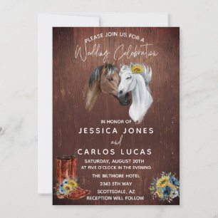 Invitation Bottes de cheval occidentales en bois Tournesol aq