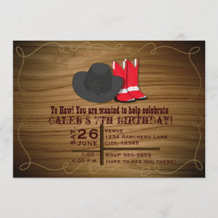 Invitation Bottes de corde et chapeau de Western C