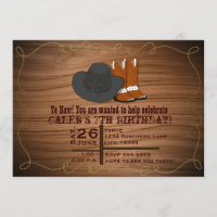 Invitation Bottes de corde et chapeau de Western s