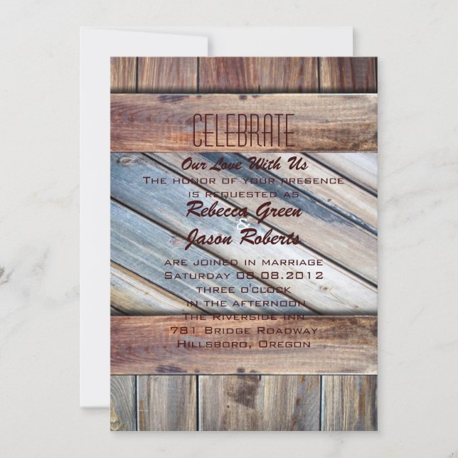 Invitation Bottes de cow-boy en bois de grange Mariage occide (Devant)