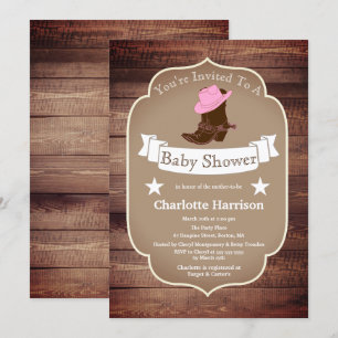 Invitation Bottes de cow-girl et baby shower rustiques en