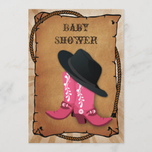 Invitation bottes de cowboy bleu Baby shower occidental