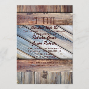Invitation Bottes de cowboy en bois de grange Mariage occiden