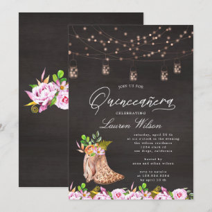 Invitation bottes de cowboy léopard lumières à cordes Quincea