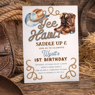 Invitation Bottes de Cowboy Premier Rodéo Anniversaire