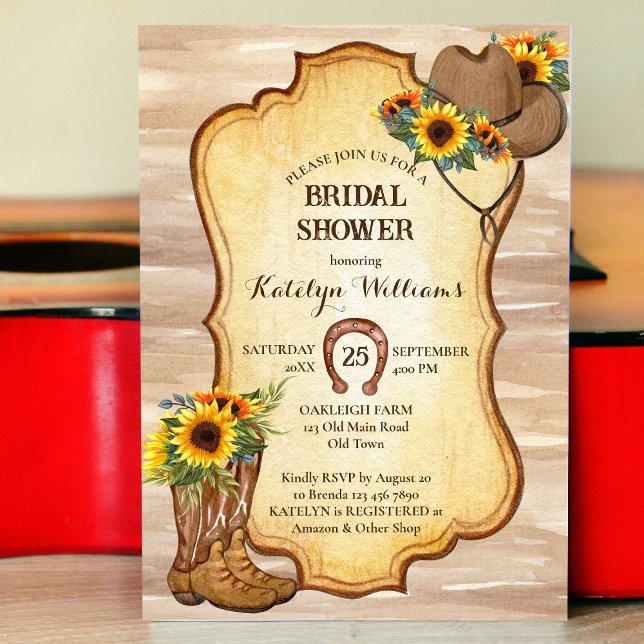 Invitation Bottes de cowboy rustique et aquarelle de tourneso (Créateur téléchargé)