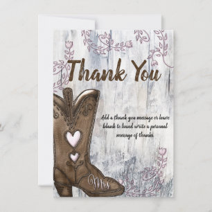 Invitation Bottes de cowgirl à coeur rose Cadeau de remerciem