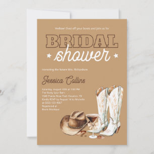 Invitation Bottes de cowgirl occidentales marron Shower de ma