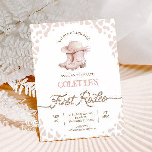 Invitation Bottes de cowgirl rose poussiéreux Premier Rodéo 1