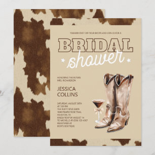 Invitation Bottes de cowgirl rustiques de l'Ouest country Mar