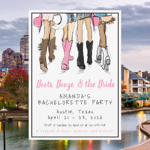 Invitation Bottes de Fête de Fille à Austin Alcool Mariée