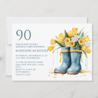 Bottes de pluie bleues Tulipes jaunes 90e annivers