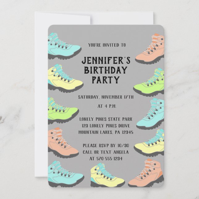 Invitation Bottes de Randonnée couleur pastel Customisées (Devant)