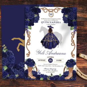 Invitation Bottes de Rose bleu de la marine Charra Vestidos Q