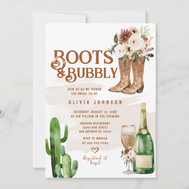 Invitation Bottes de saumons boho de l'Ouest et Fête des mari (Devant)