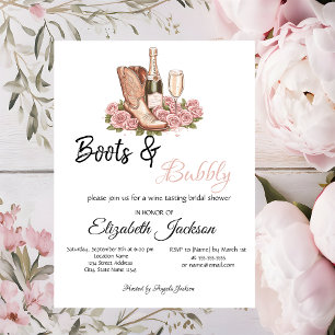 Invitation Bottes de vin floral Boots & Bubbly Bridal Shower