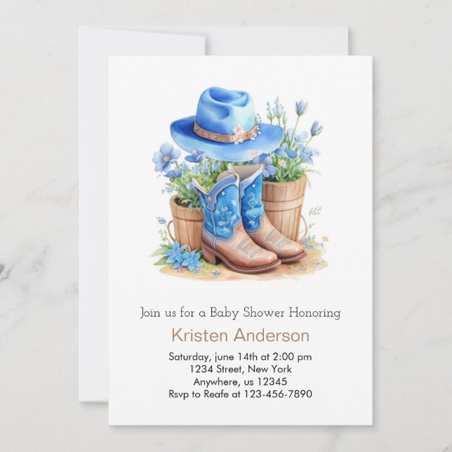 Invitation Bottes et Baby shower Casquette (Devant)