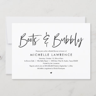 Invitation Bottes et bulles, Fête des mariées Décontractée mo
