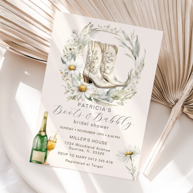 Invitation Bottes et bulles florales Fête des mariées de la c (Créateur téléchargé)